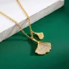 Golden Dual Gingko Leaf Necklace