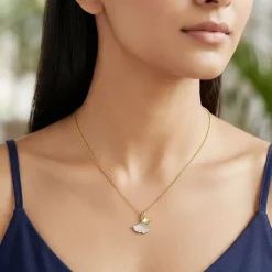 Golden Dual Gingko Leaf Necklace