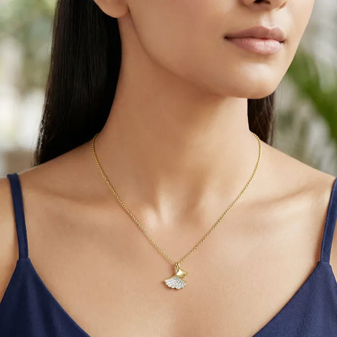 Golden Dual Gingko Leaf Necklace