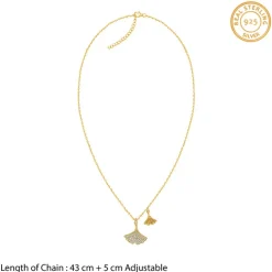 Golden Dual Gingko Leaf Necklace