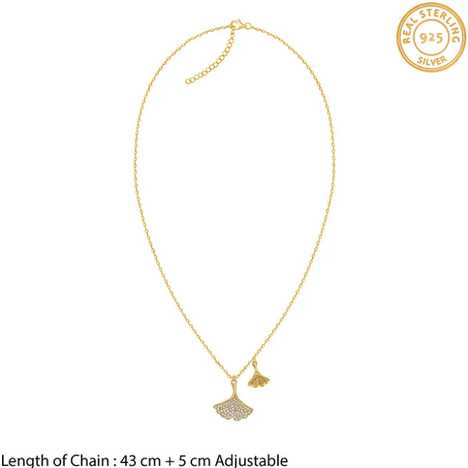 Golden Dual Gingko Leaf Necklace