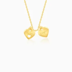 Golden Dual Heart Name Personalised Necklace