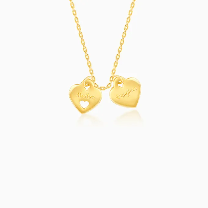 Golden Dual Heart Name Personalised Necklace