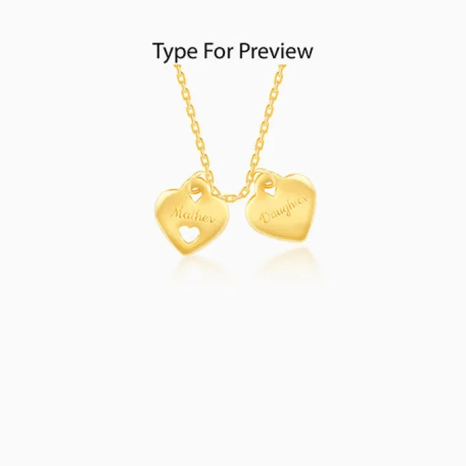Golden Dual Heart Name Personalised Necklace