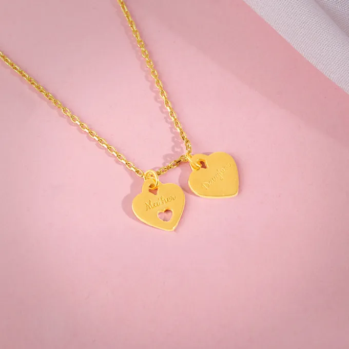 Golden Dual Heart Name Personalised Necklace