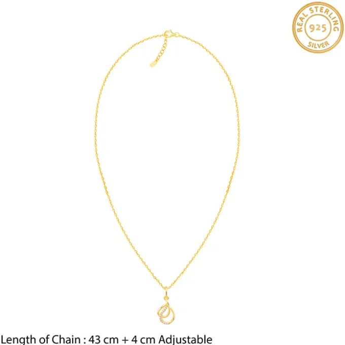 Golden Dual Pear Pendant with Link Chain