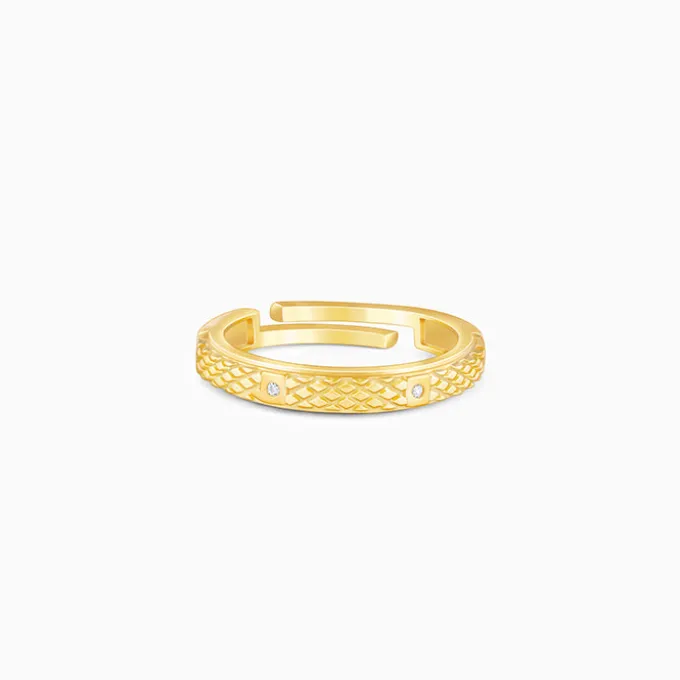 Golden Elegant Pattern Ring Band For Him
