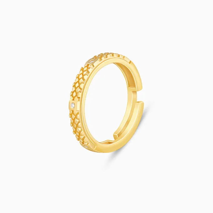 Golden Elegant Pattern Ring Band For Him