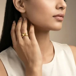 Golden Elliptical Ring (Size 12)