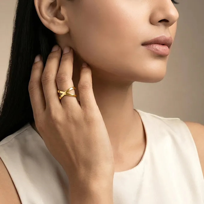 Golden Elliptical Ring (Size 12)