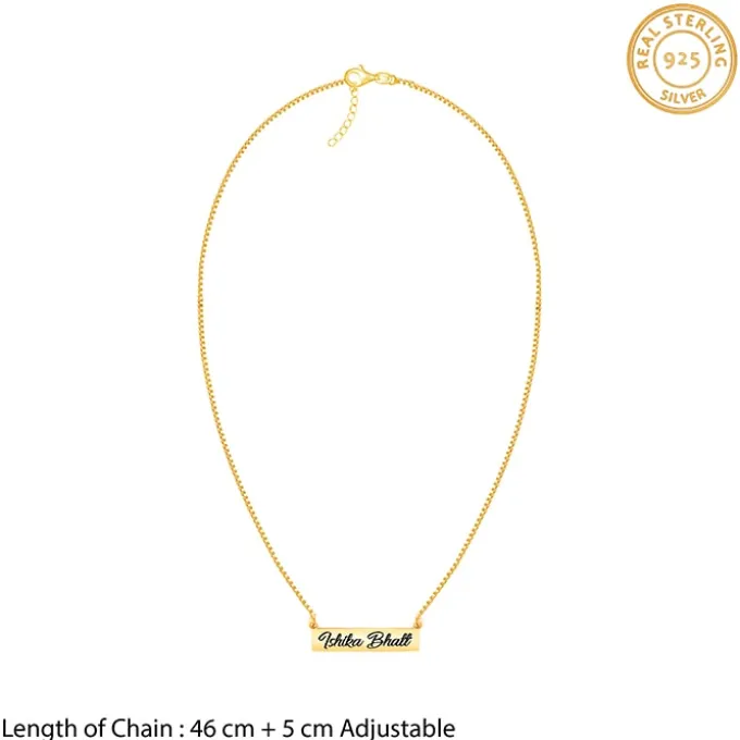 Golden Engraved Pendant with Box Chain