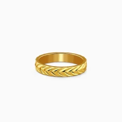 Golden Engraved Wheat Ring (Size 12)