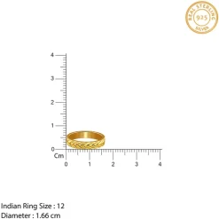 Golden Engraved Wheat Ring (Size 12)