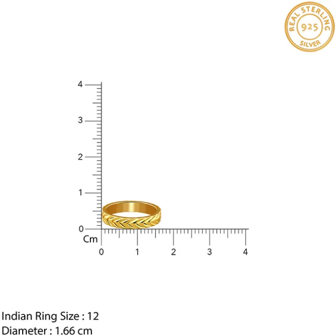 Golden Engraved Wheat Ring (Size 12)