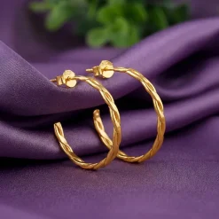 Golden Entwined Hoop Earrings