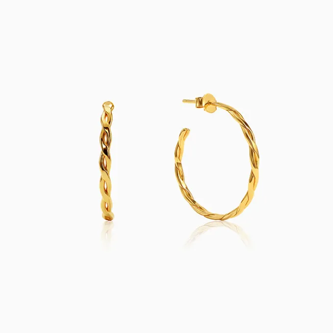 Golden Entwined Hoop Earrings