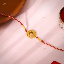 Golden Floral Circle Rakhi