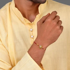 Golden Floral Circle Rakhi