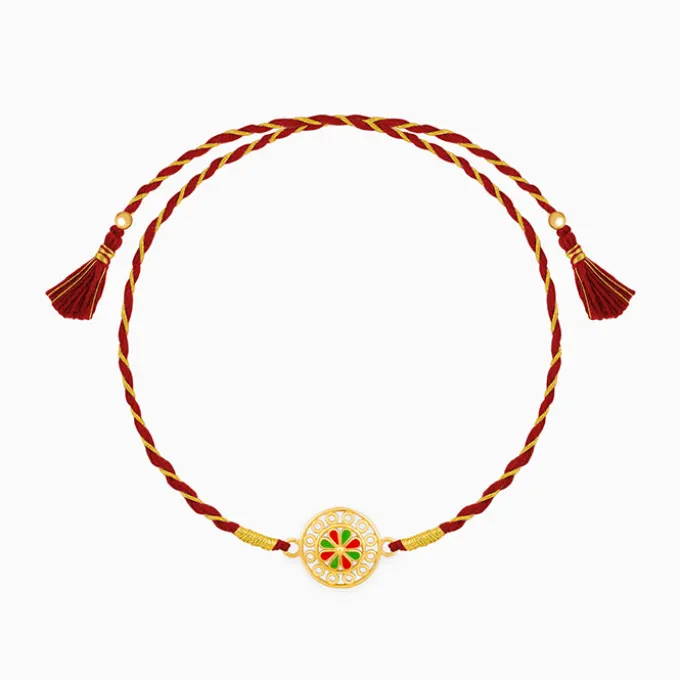 Golden Floral Circle Rakhi