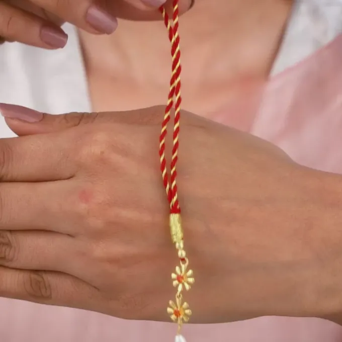 Golden Floral Lumba Rakhi