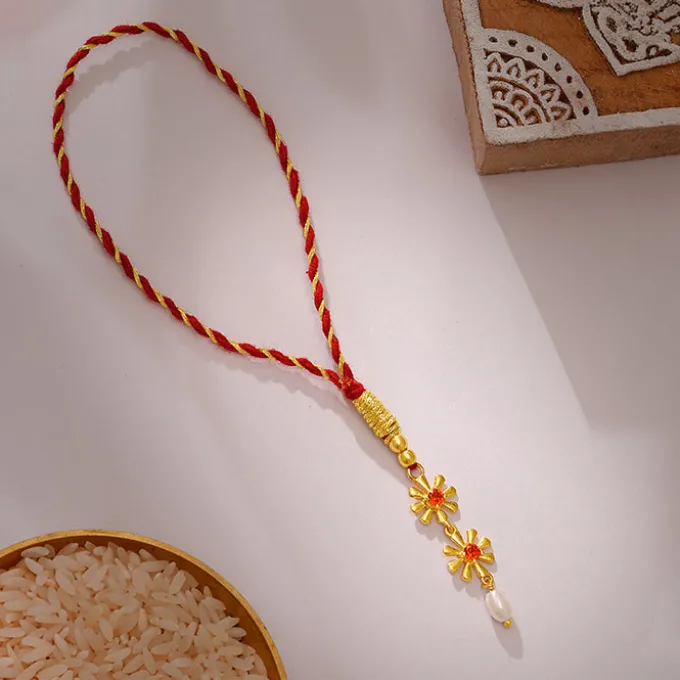 Golden Floral Lumba Rakhi