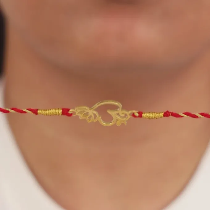 Golden Floral Omkara Rakhi