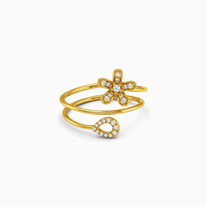 Golden Floral Pulse Ring (Size 13)