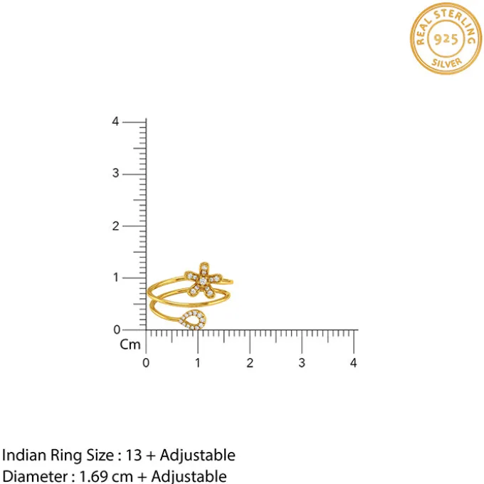 Golden Floral Pulse Ring (Size 13)