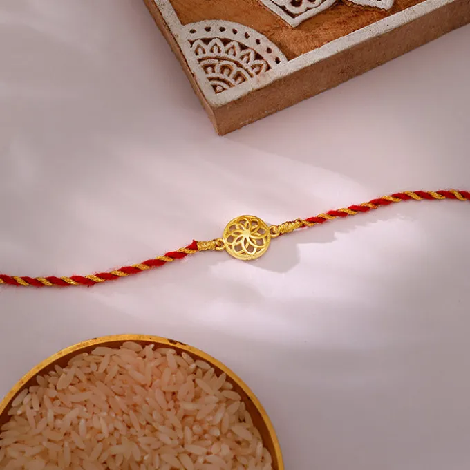 Golden Floral Twists Rakhi