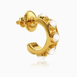 Golden Florence Pearl J Hoop Earrings