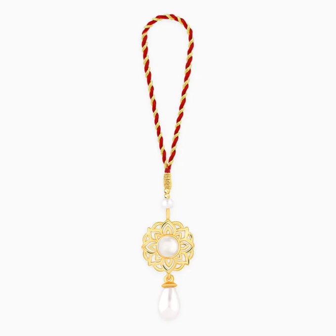 Golden Floret Pearl Lumba Rakhi