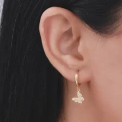 Golden Fluttering Butterfly Earrings