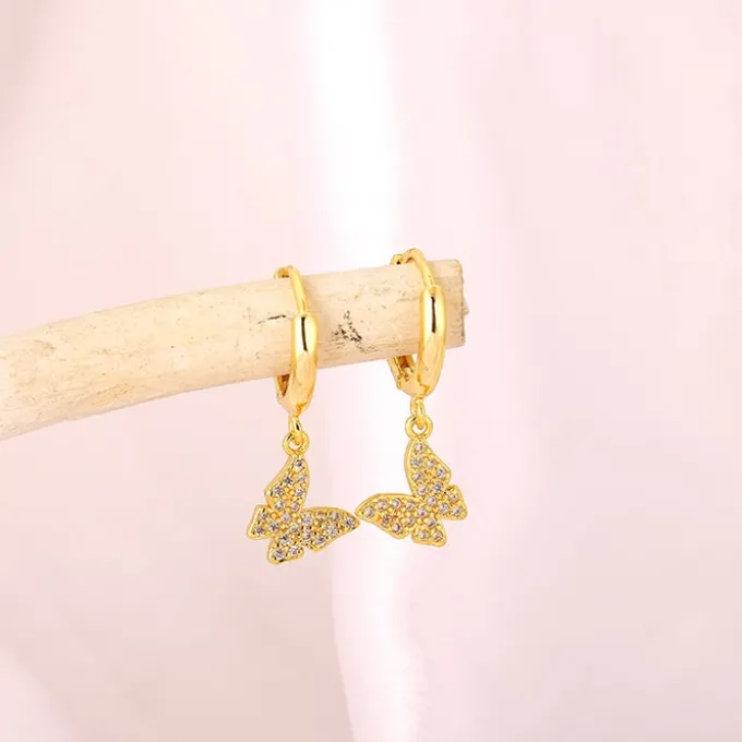 Golden Fluttering Butterfly Earrings