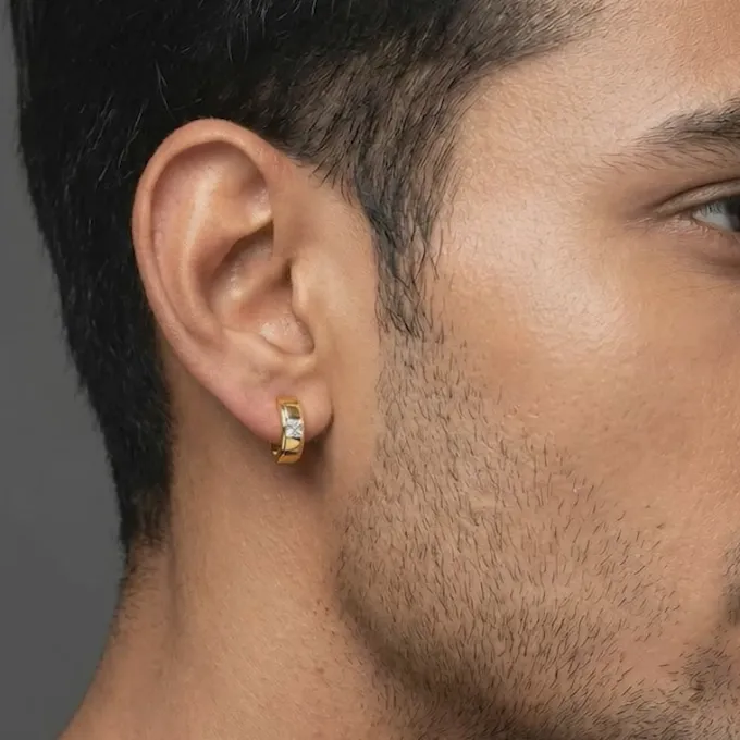 Golden Flux Hoop Earring For Him