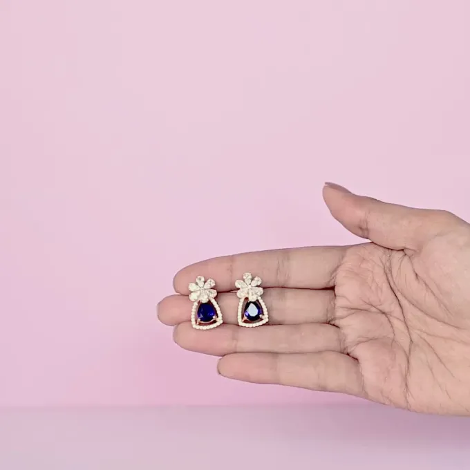 Golden Forever In Blue Earrings