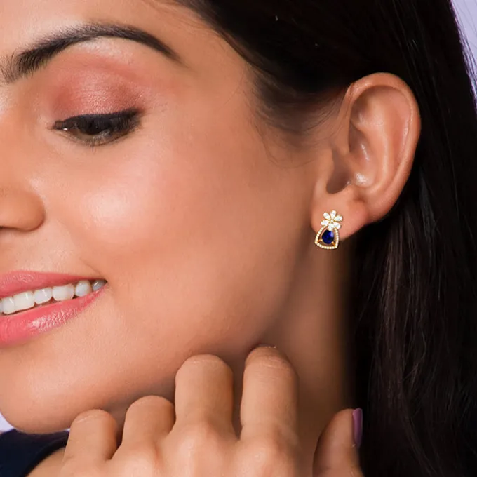 Golden Forever In Blue Earrings