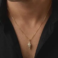Golden Gadadhari Pendant With Box Chain For Him