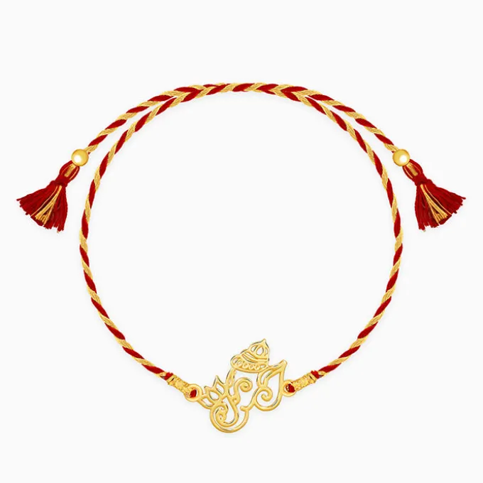 Golden Ganesha Lotus Rakhi