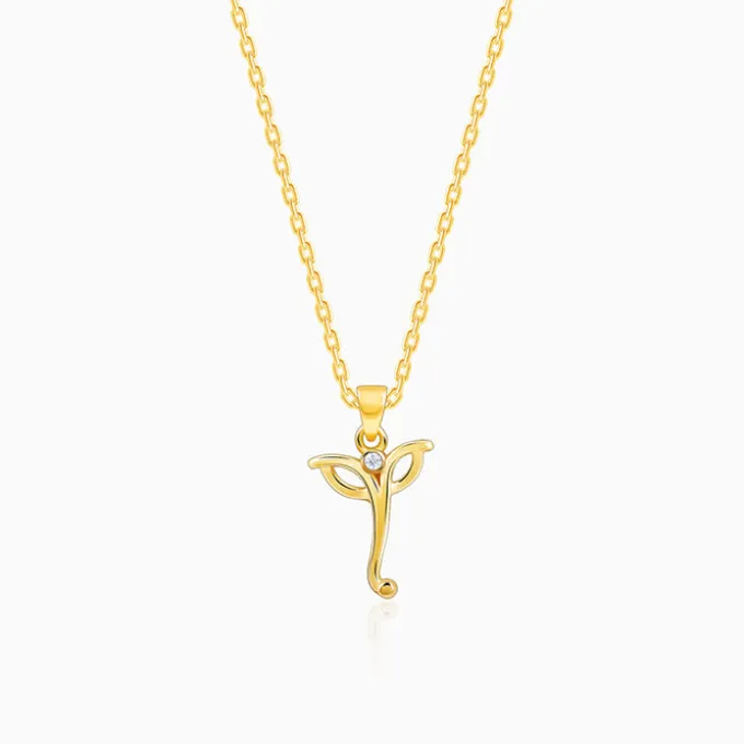 Golden Ganesha Trunk Pendant With Link Chain