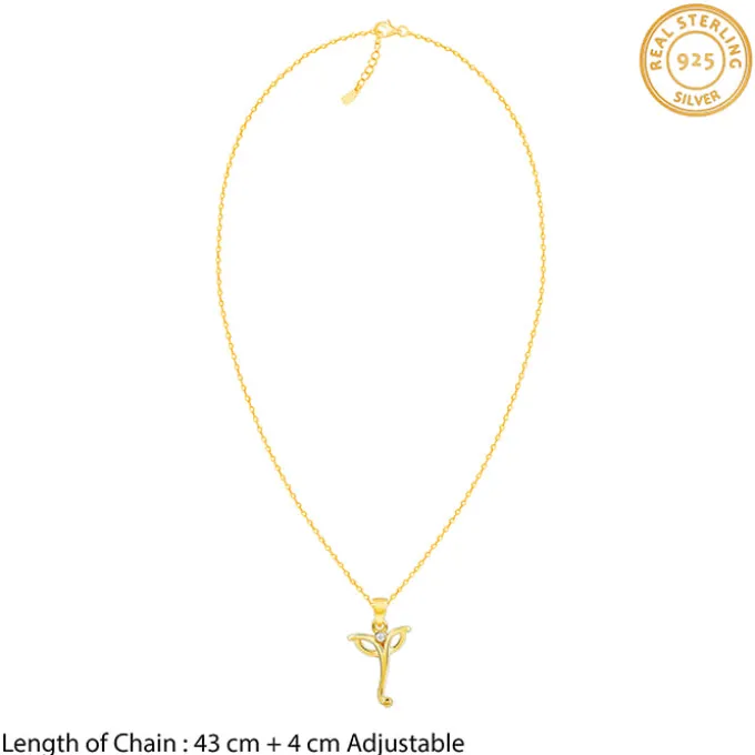 Golden Ganesha Trunk Pendant With Link Chain