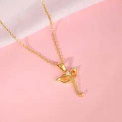 Golden Ganesha Trunk Pendant With Link Chain