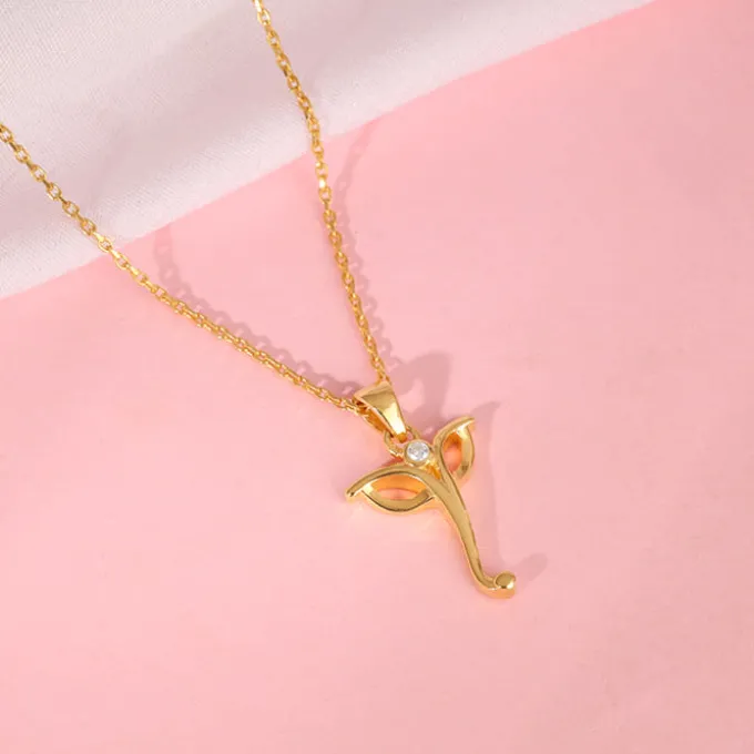 Golden Ganesha Trunk Pendant With Link Chain
