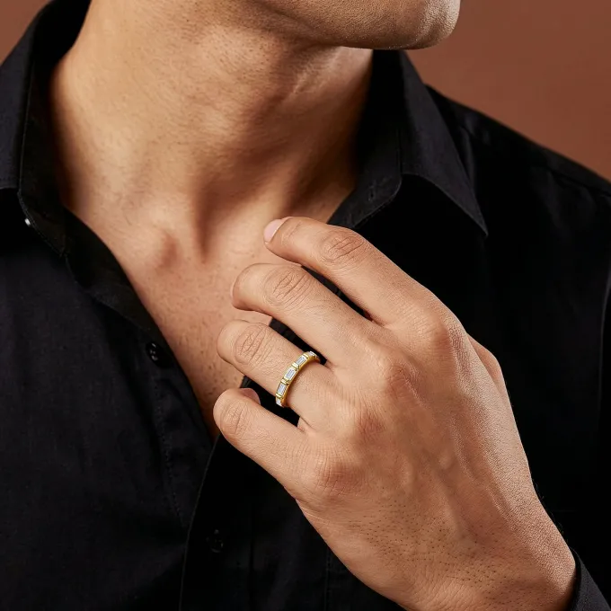 Golden Geometric Band For Him (Size 24)