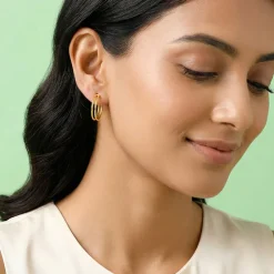 Golden Glamorous J Hoop Earrings