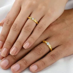 Golden Groove Couple Rings