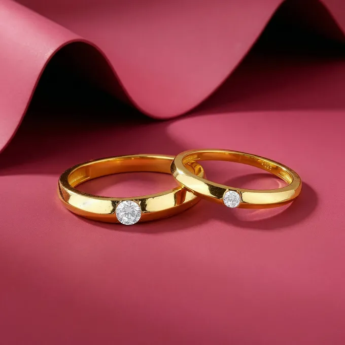 Golden Groove Couple Rings