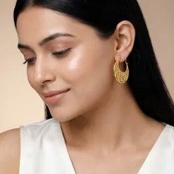 Golden Half Mandala Hoop Earrings