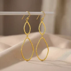 Golden Hammered Textured Hook Earrings
