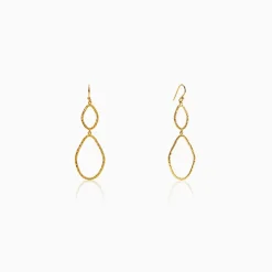 Golden Hammered Textured Hook Earrings