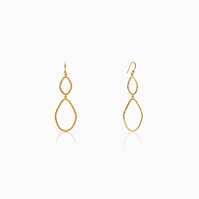 Golden Hammered Textured Hook Earrings